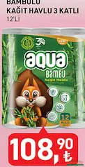 AQUA BAMBULU KAĞIT HAVLU 3 KATLI 12'Lİ